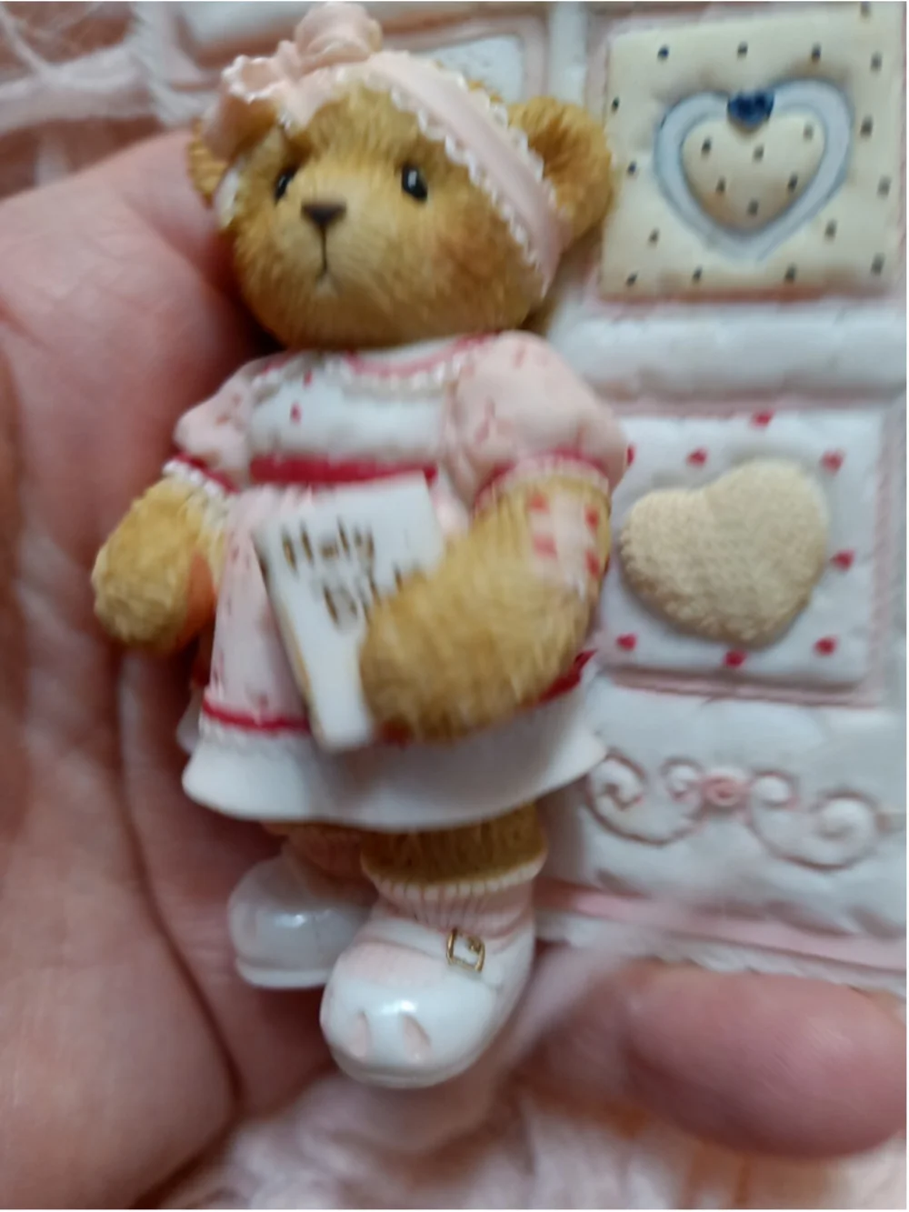 Cherished Teddies Girl's First Communion Cross Holy Bible Hanging Figurine 2003